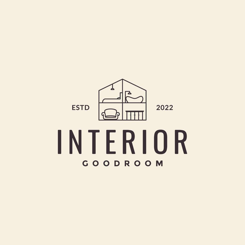 diseño de logotipo hipster de partes interiores minimalistas vector