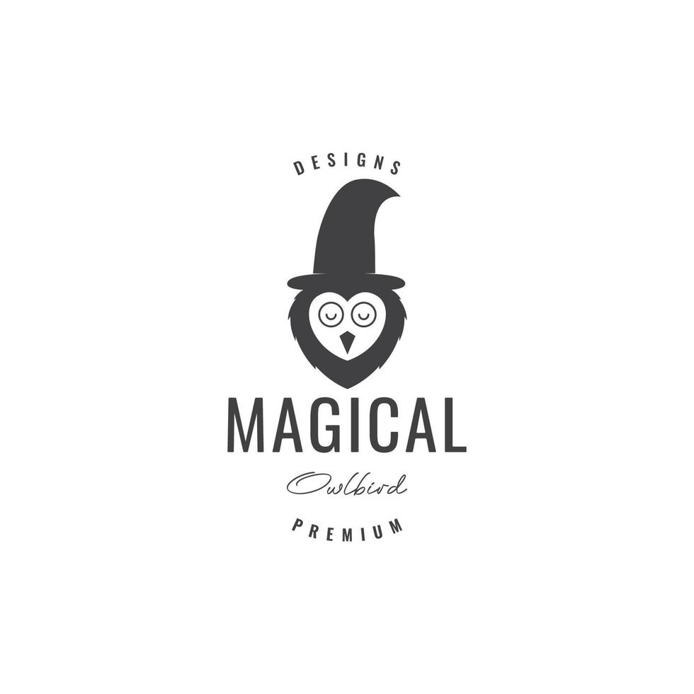 owl with witch hat logo design vector