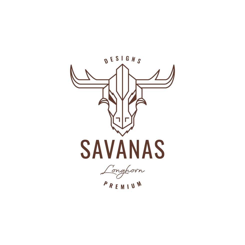 savana deer beast head horn logo design vector