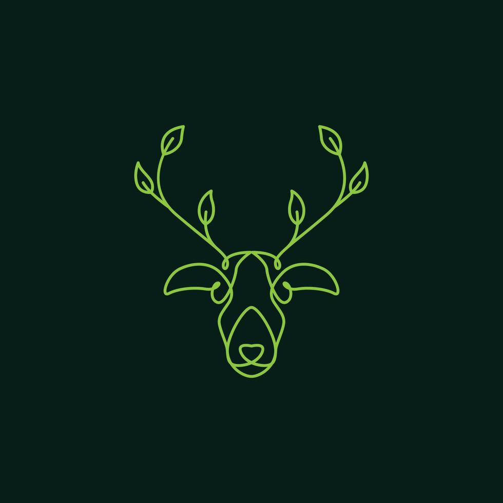 ciervo de arte con diseño de logotipo de cuerno de hojas vector