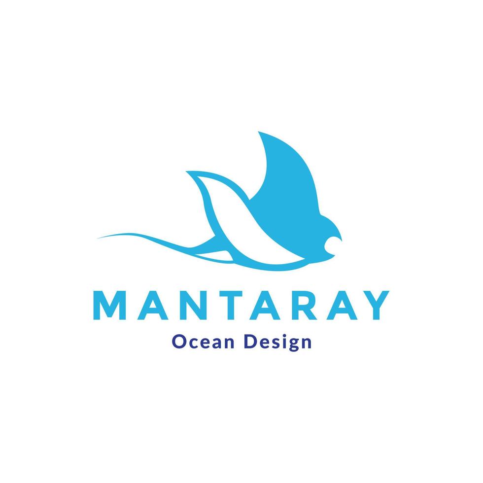 modern manta ray fish swimming logo design vector
