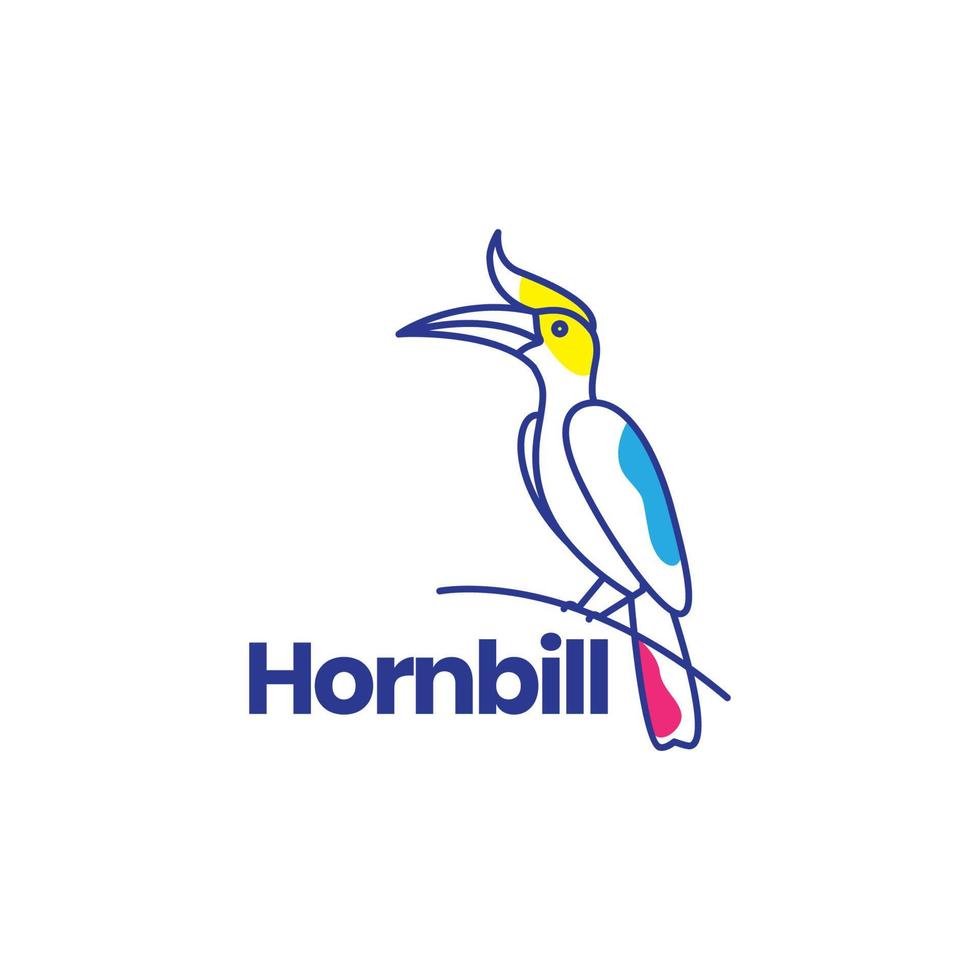 minimal abstract art hornbill logo design vector