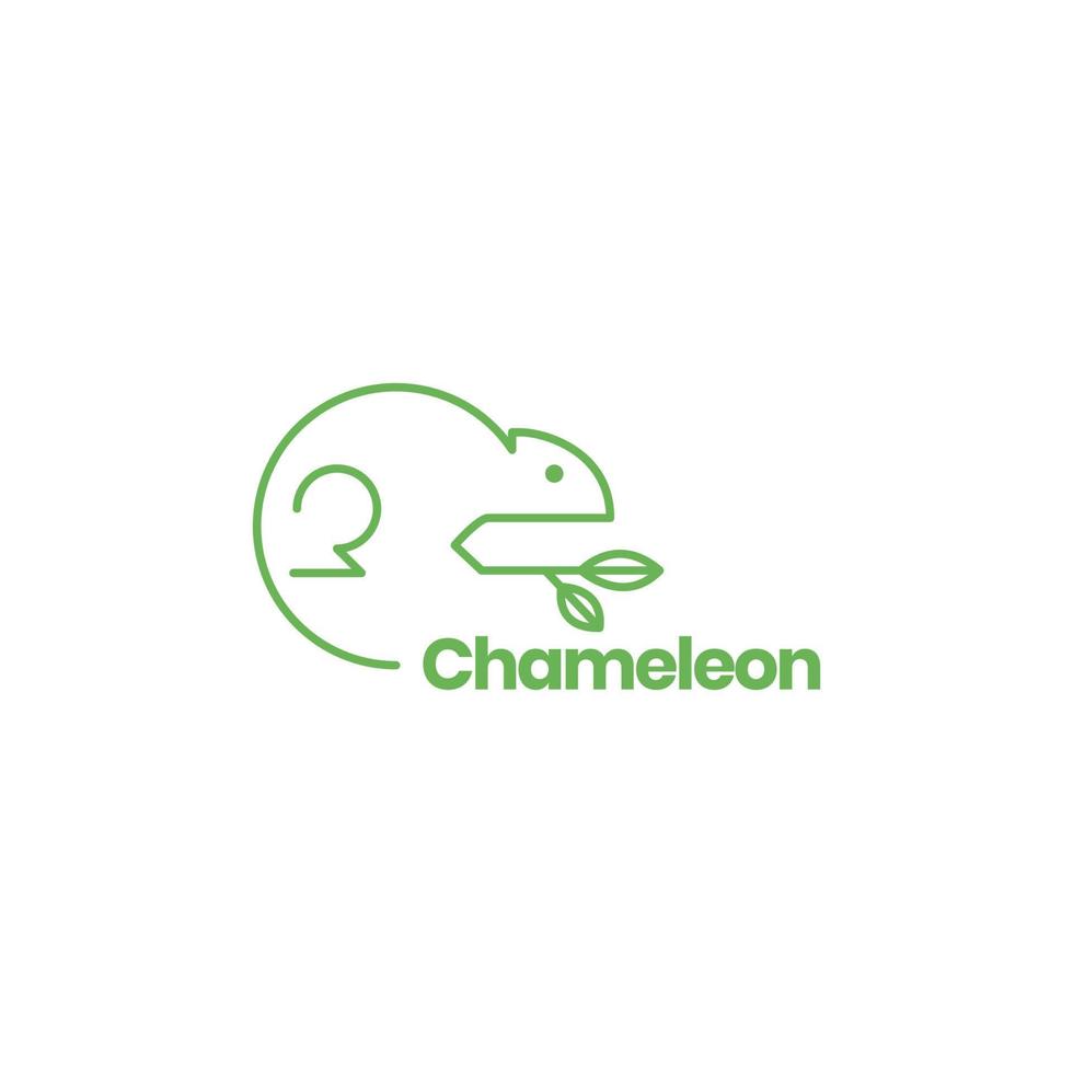 minimal animal chameleon logo design vector