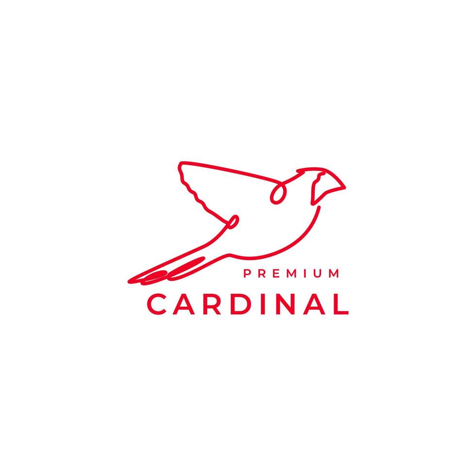 continuous line cardinal bird logo design vector