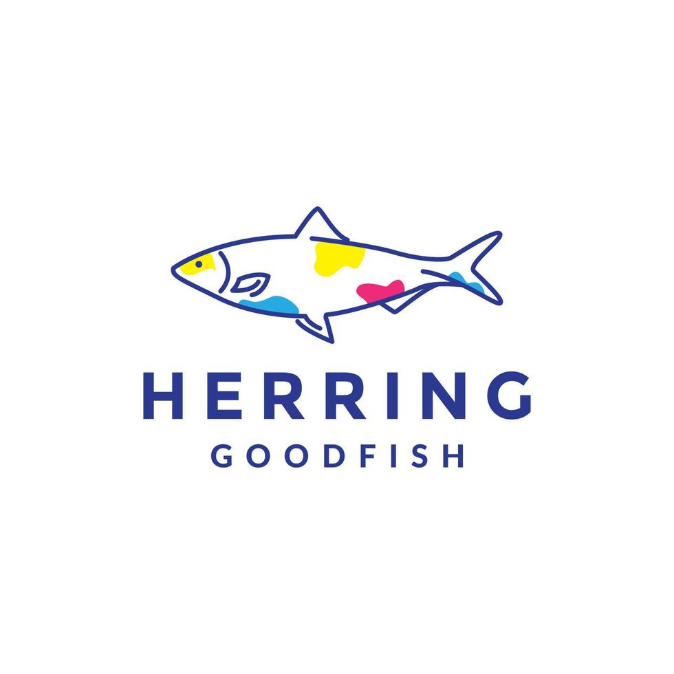 animal fish herring abstract logo design vector