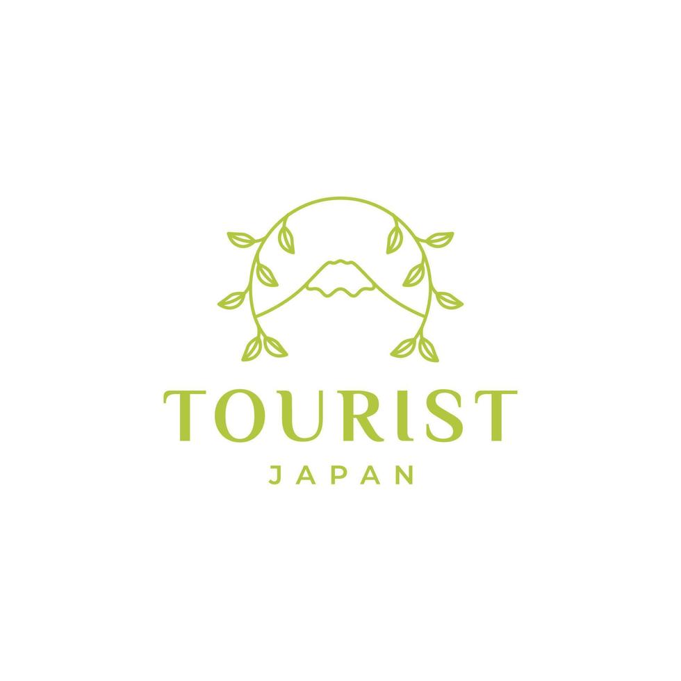 japan mountain with leaf logo design vector