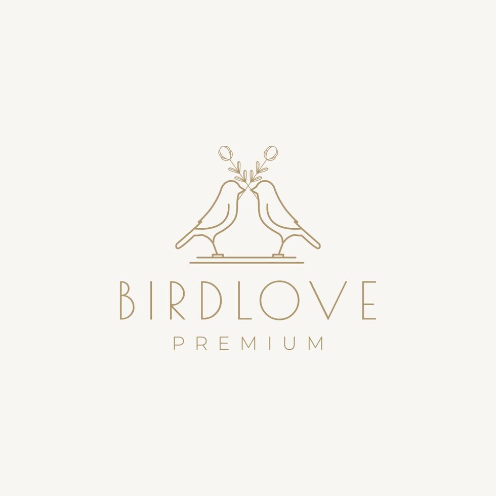 twins dove with flowers logo design vector