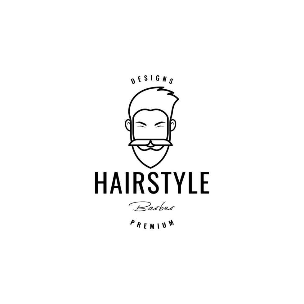 face man hairstyle and beard logo design vector