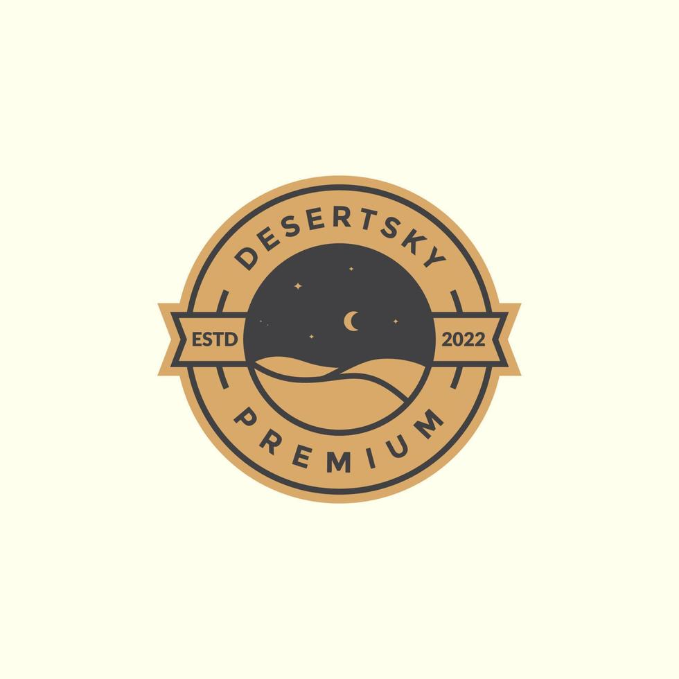 desert and night sky space logo badge vector