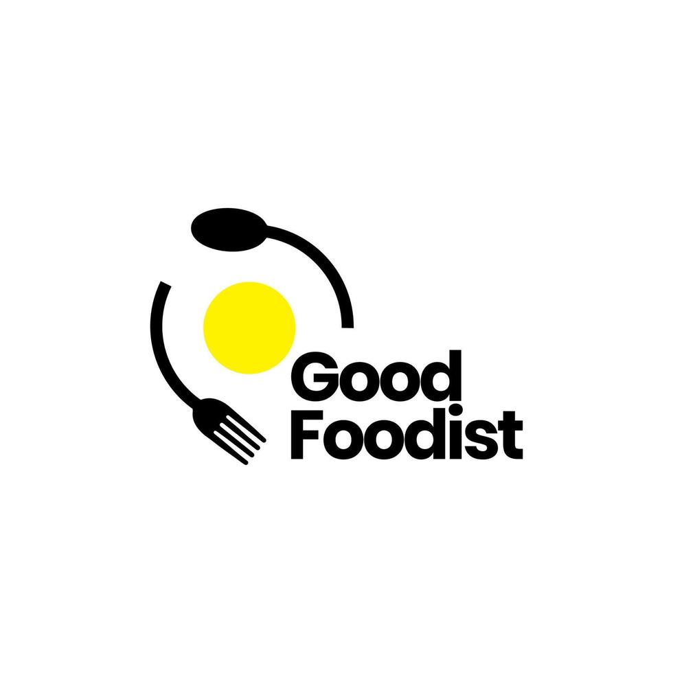 fork spoon with egg logo design vector