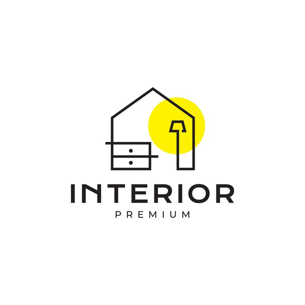 minimalist interior furniture lighting logo design vector