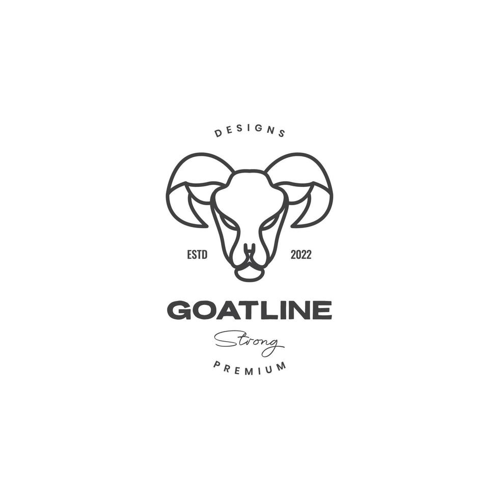 diseño de logotipo de arte de líneas de cabra de cuerno grande vector