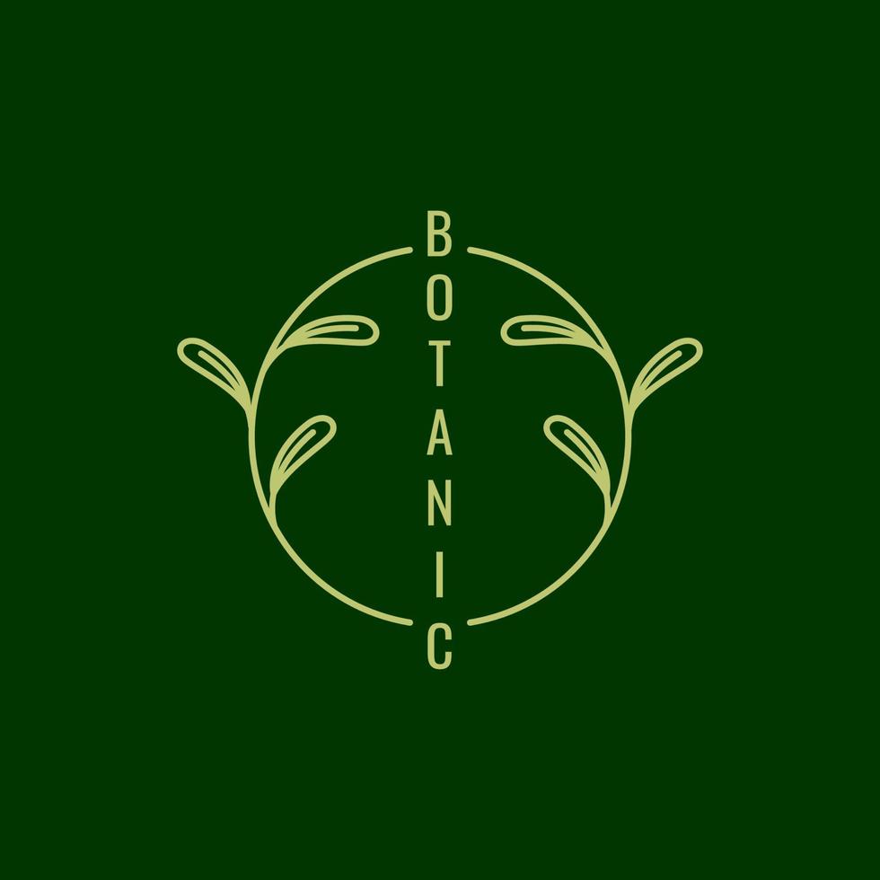 circle minimalist with vines leaf logo design vector