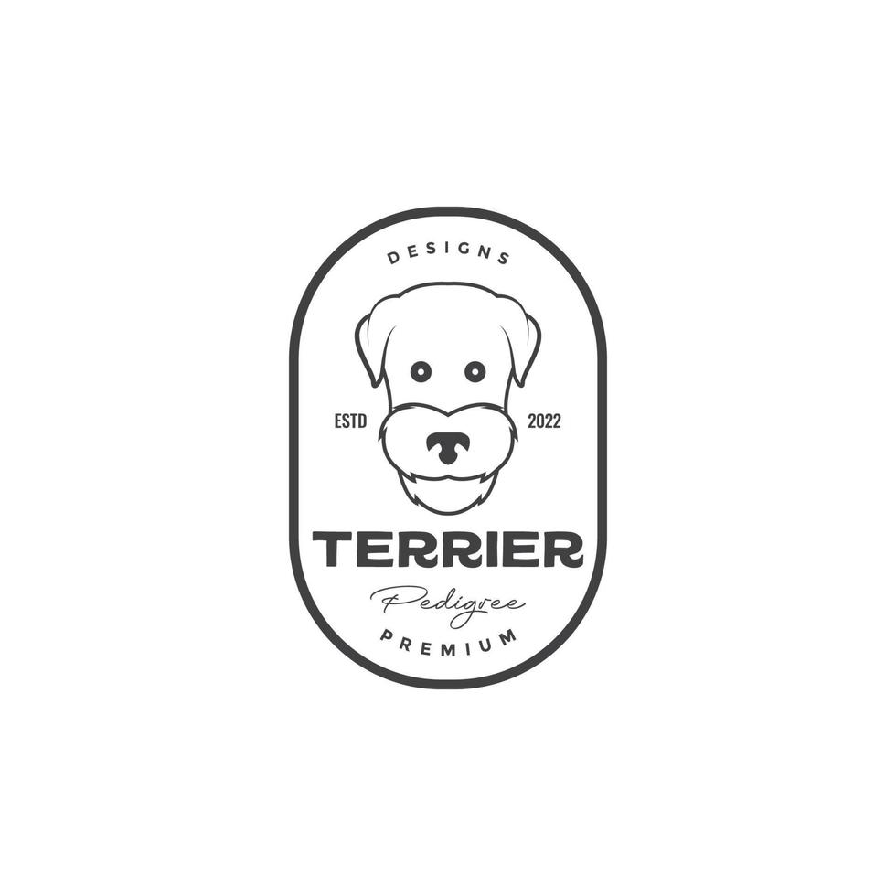 cabeza perro terrier insignia vintage diseño de logotipo vector