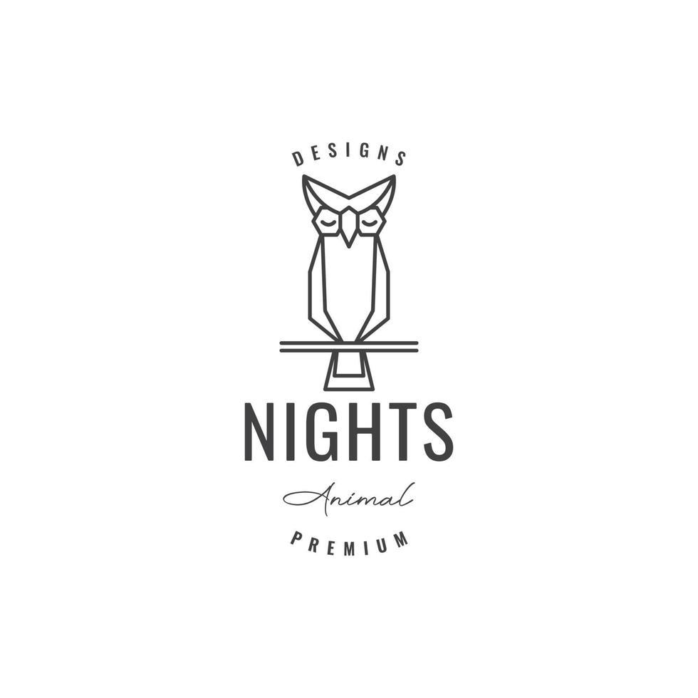 relax owl hipster vintage logo design vector