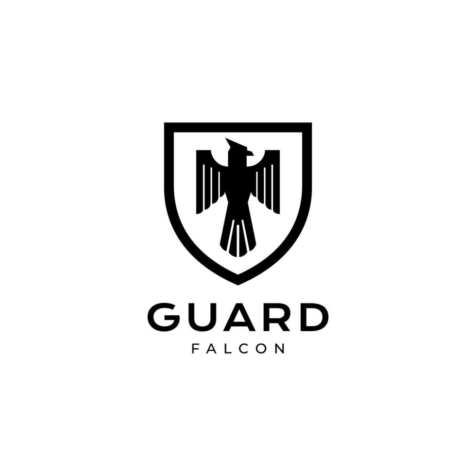 halcón con vector de diseño de logotipo de escudo
