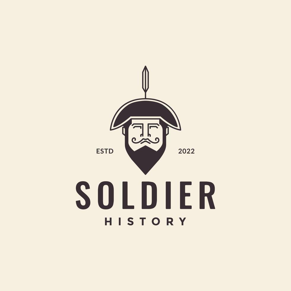 old soldier beard kingdom logo design vector