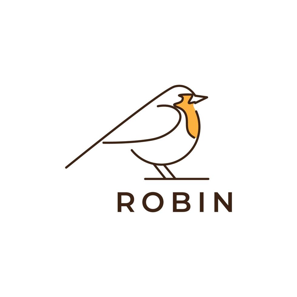 american robin bird abstract lines logo design vector