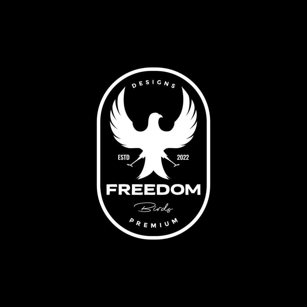 badge vintage with freedom fly bird logo design vector