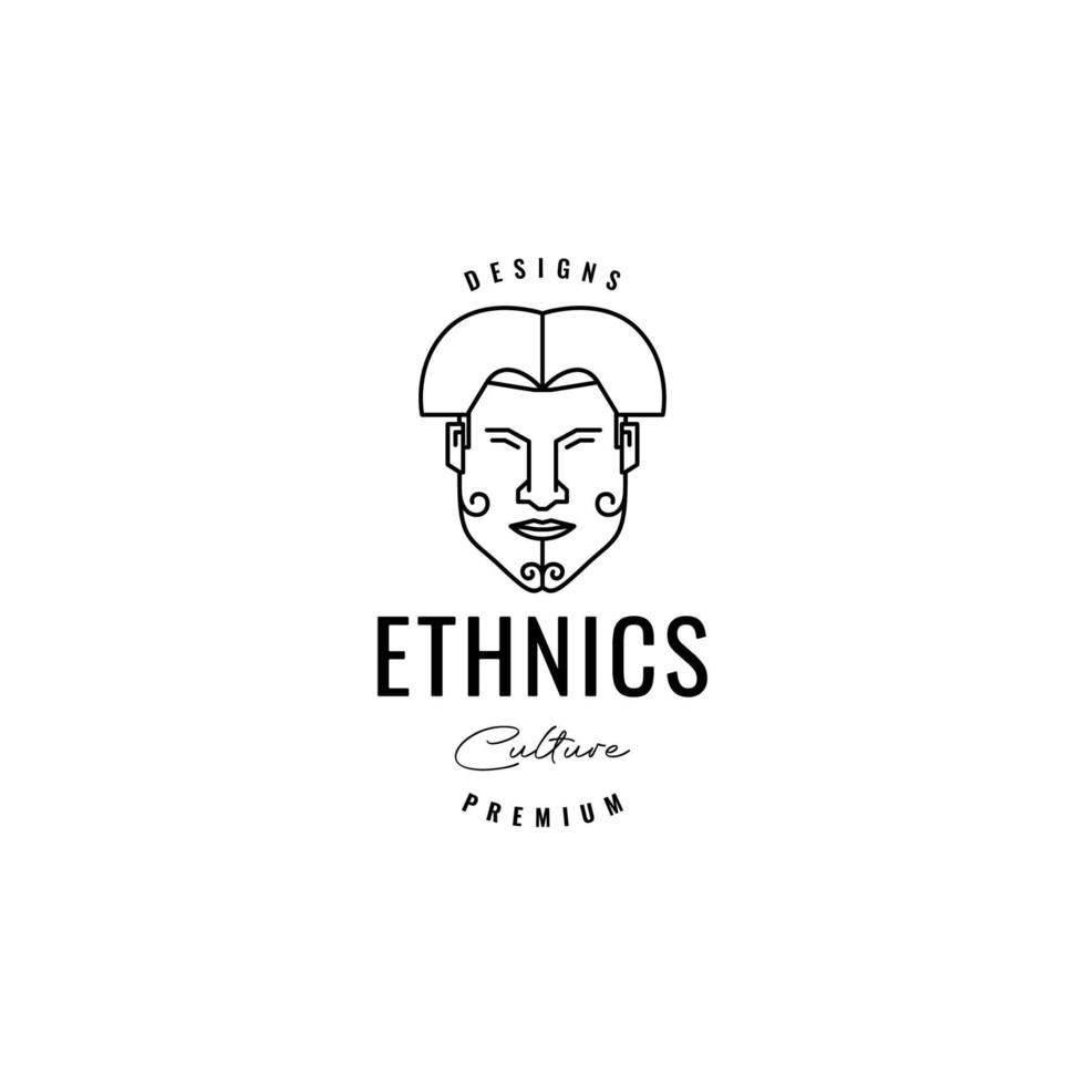 face young man ethnic culture rural logo design vector