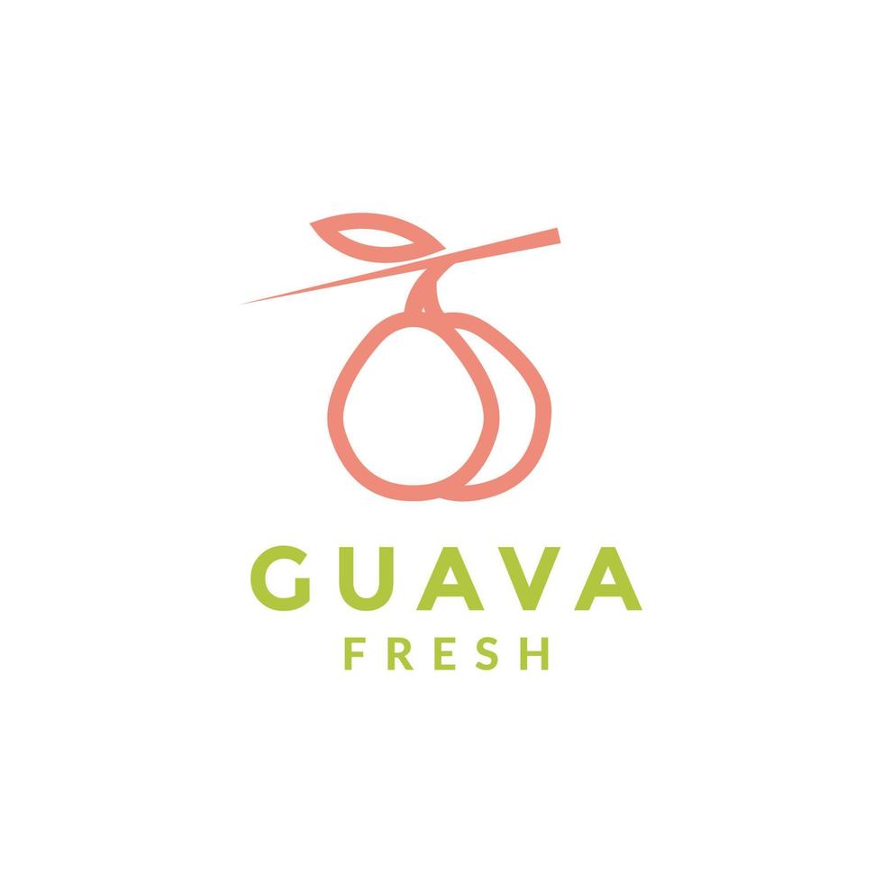 modern fresh fruit guava logo design vector