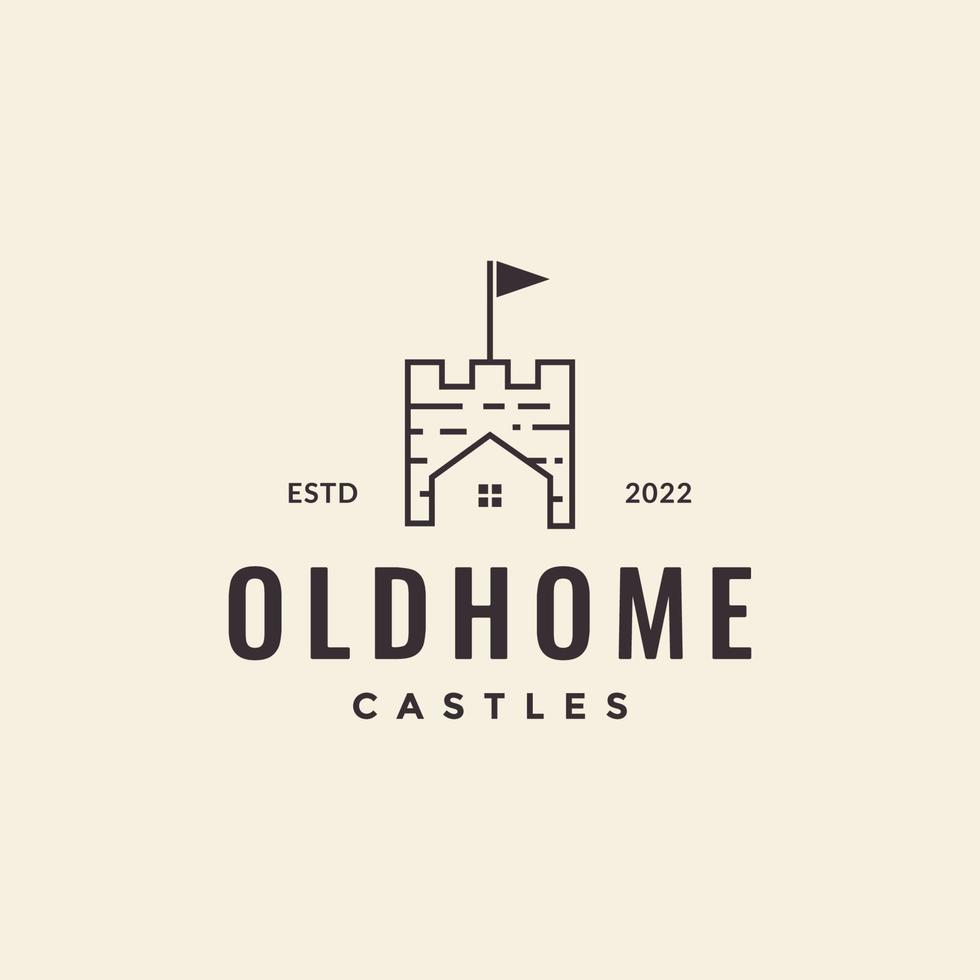 hipster castle and home logo design vector