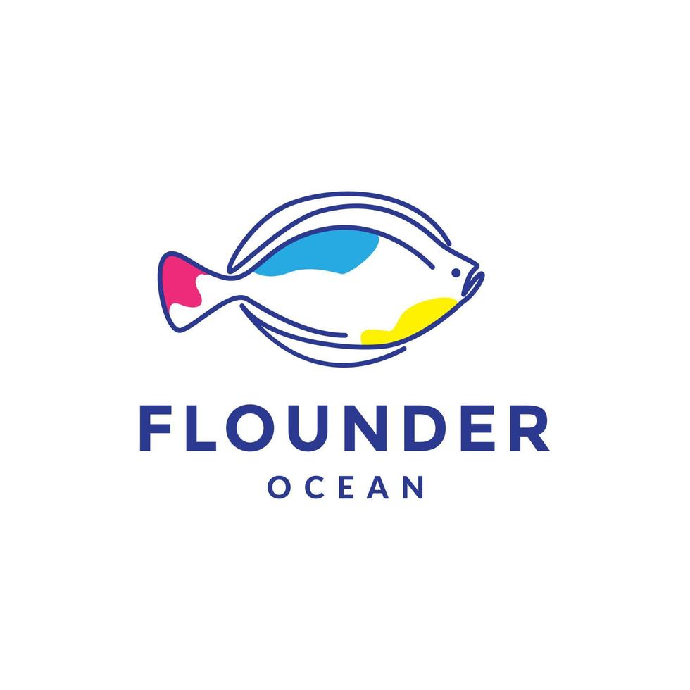 flounder fish abstract logo design vector