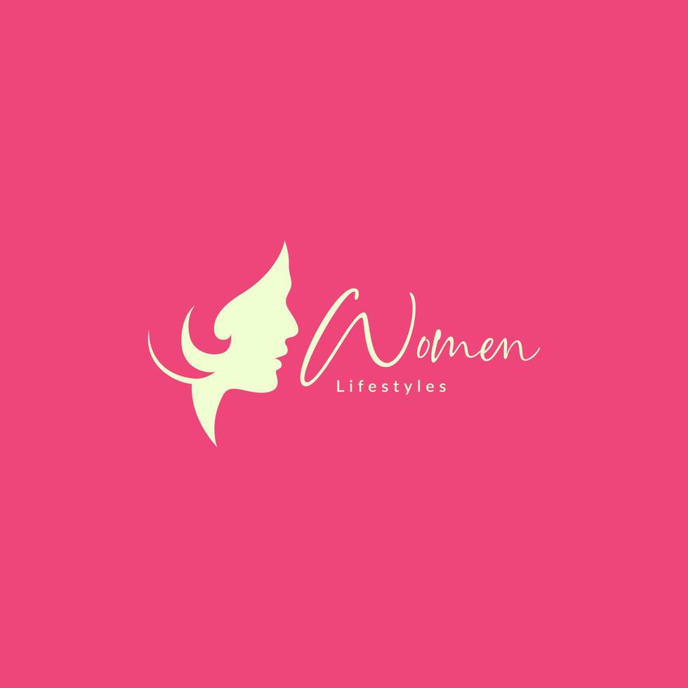 isolated face women short hair logo design vector