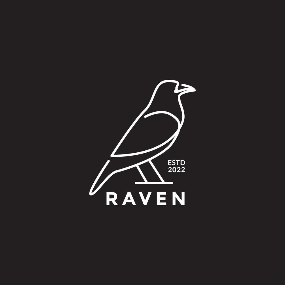 modern art line raven logo design vector