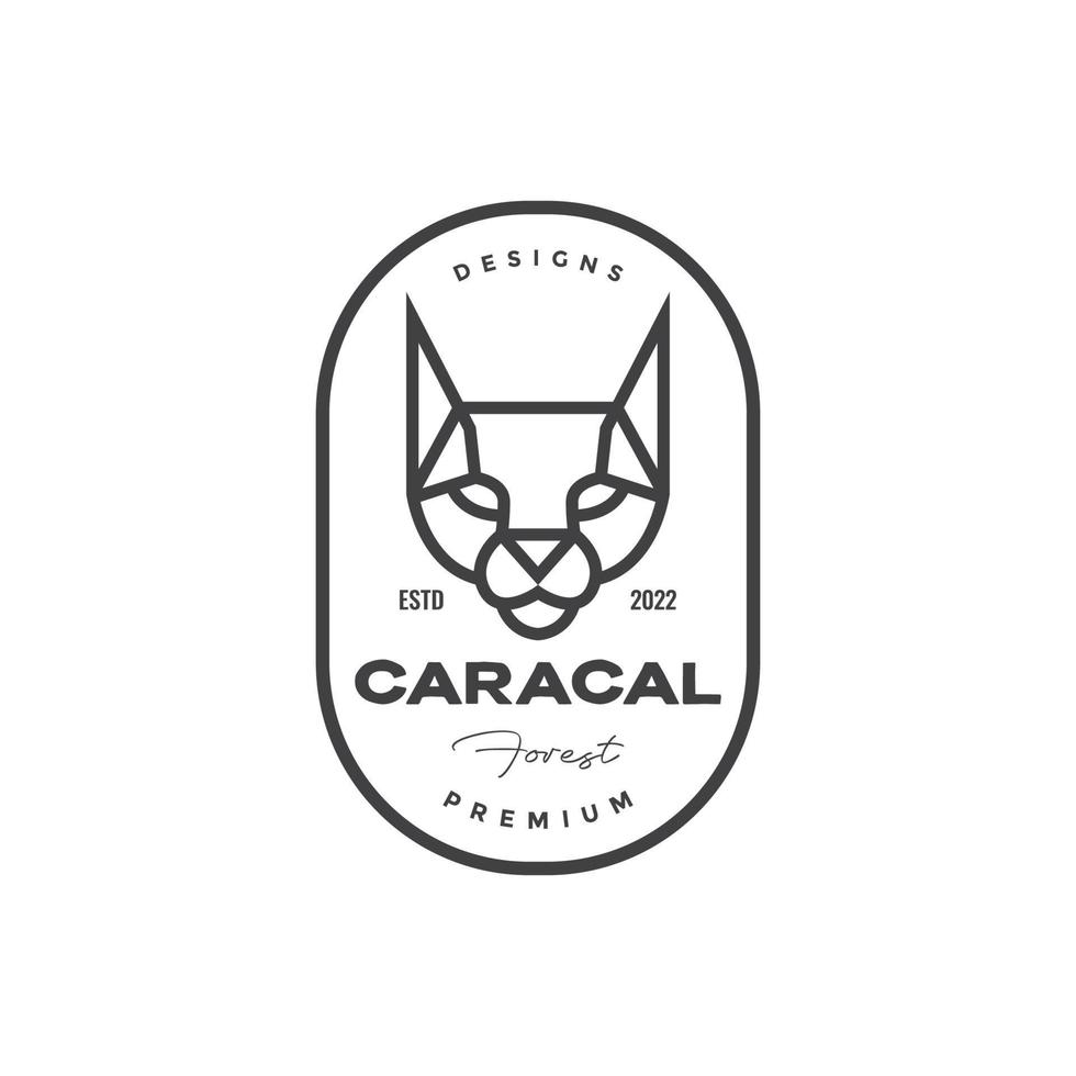 línea cabeza caracal insignia vintage logo vector