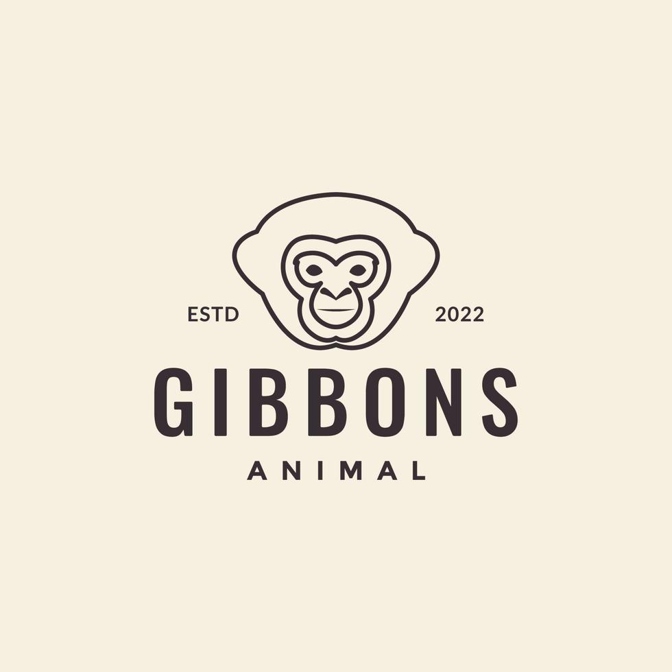 line head gibbon hipster logo vector