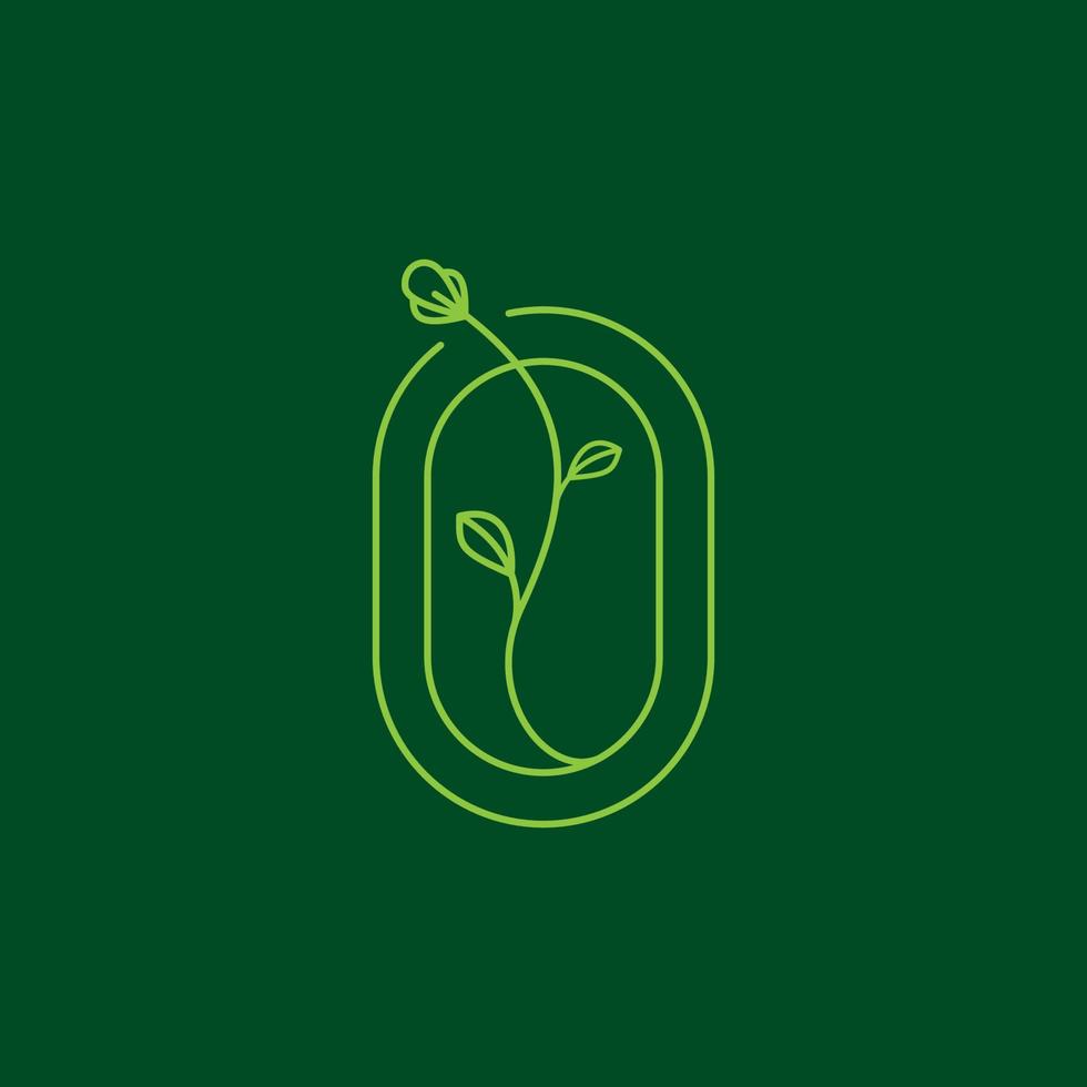 diseño de logotipo de insignia mínima de líneas de crecimiento de plantas de flores vector