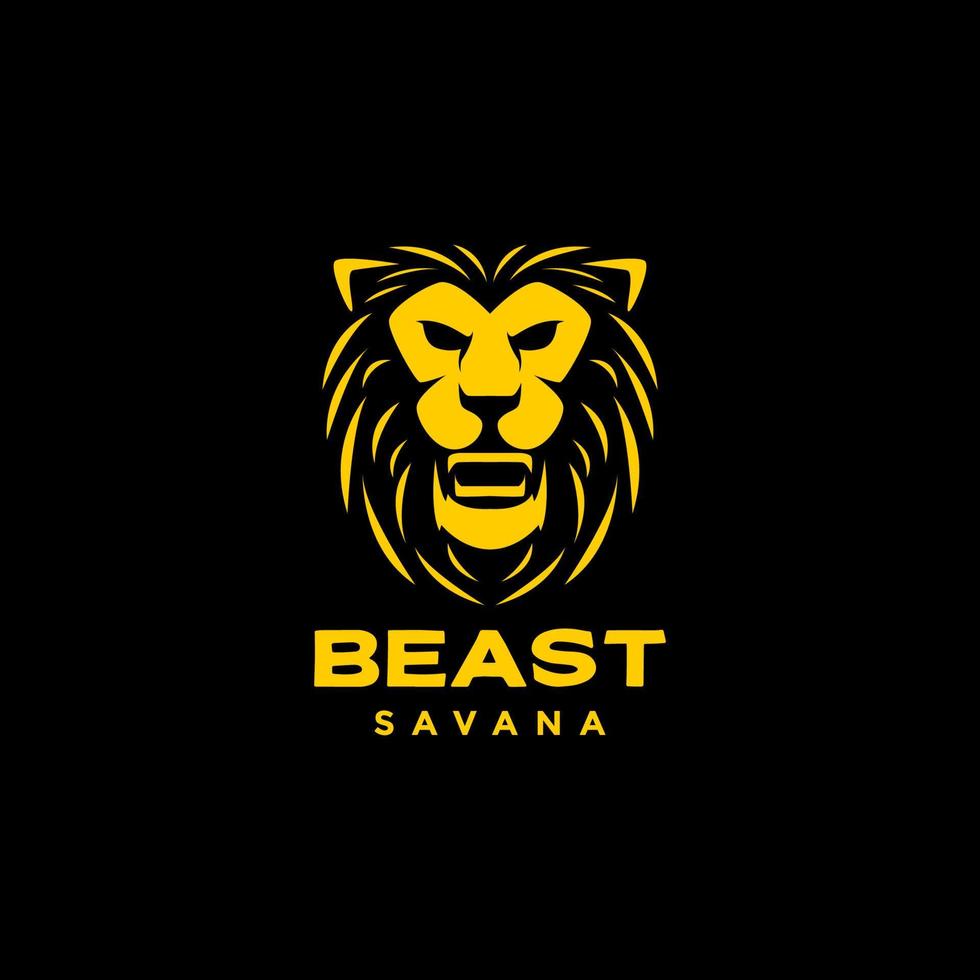 face lion mane beast roar logo design vector