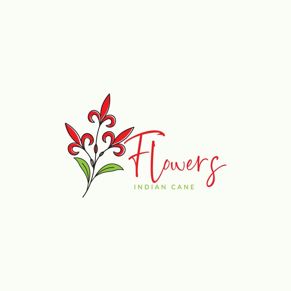 indian cane flower logo design vector