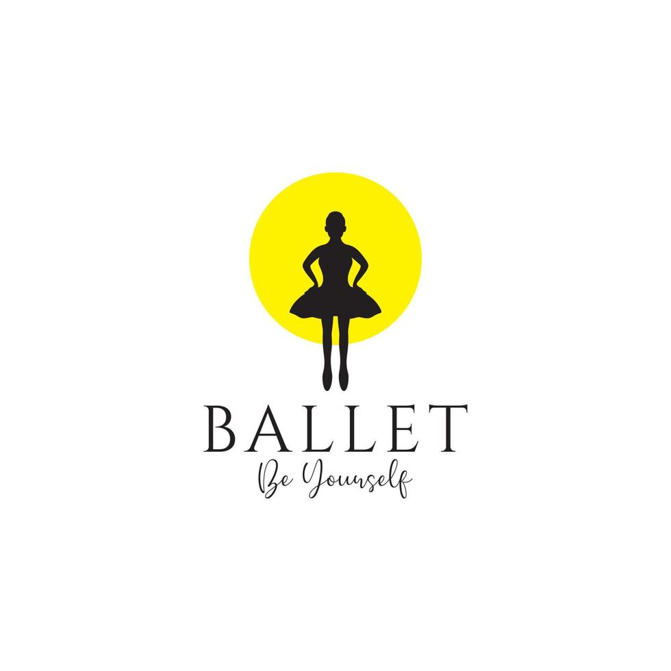 girl ballet dance isolated logo design vector