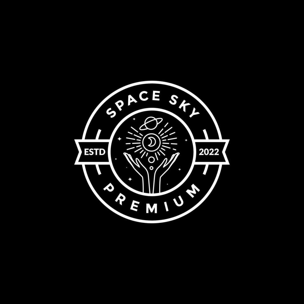 space sky hands up night logo design vector