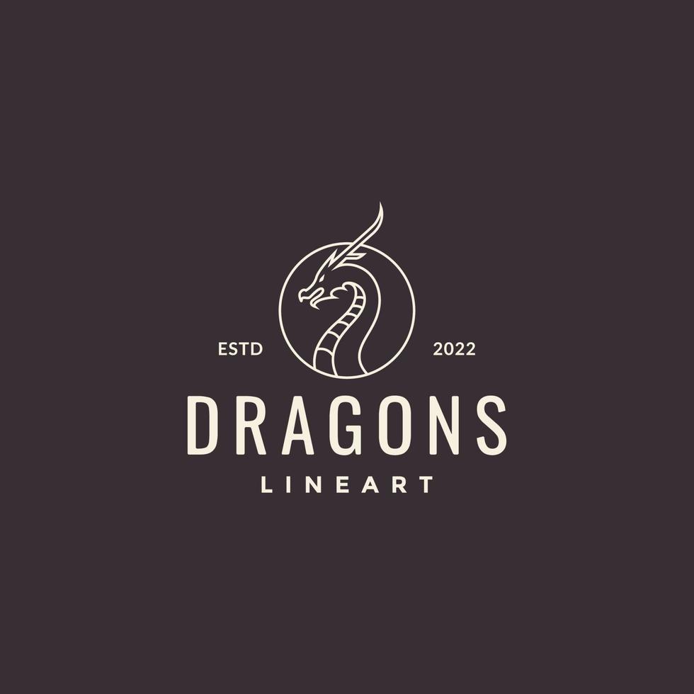 diseño de logotipo hipster de dragón rugido vector