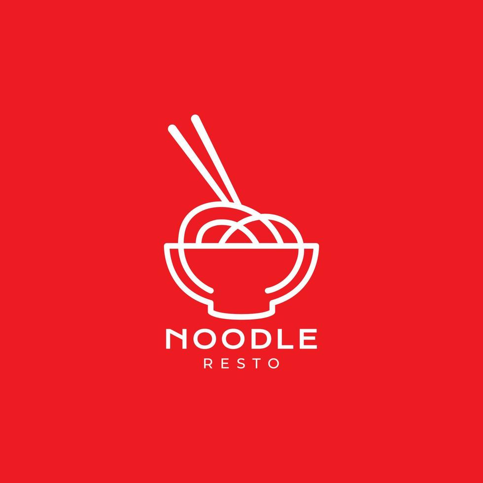 minimal bowl noodle chopstick logo design vector