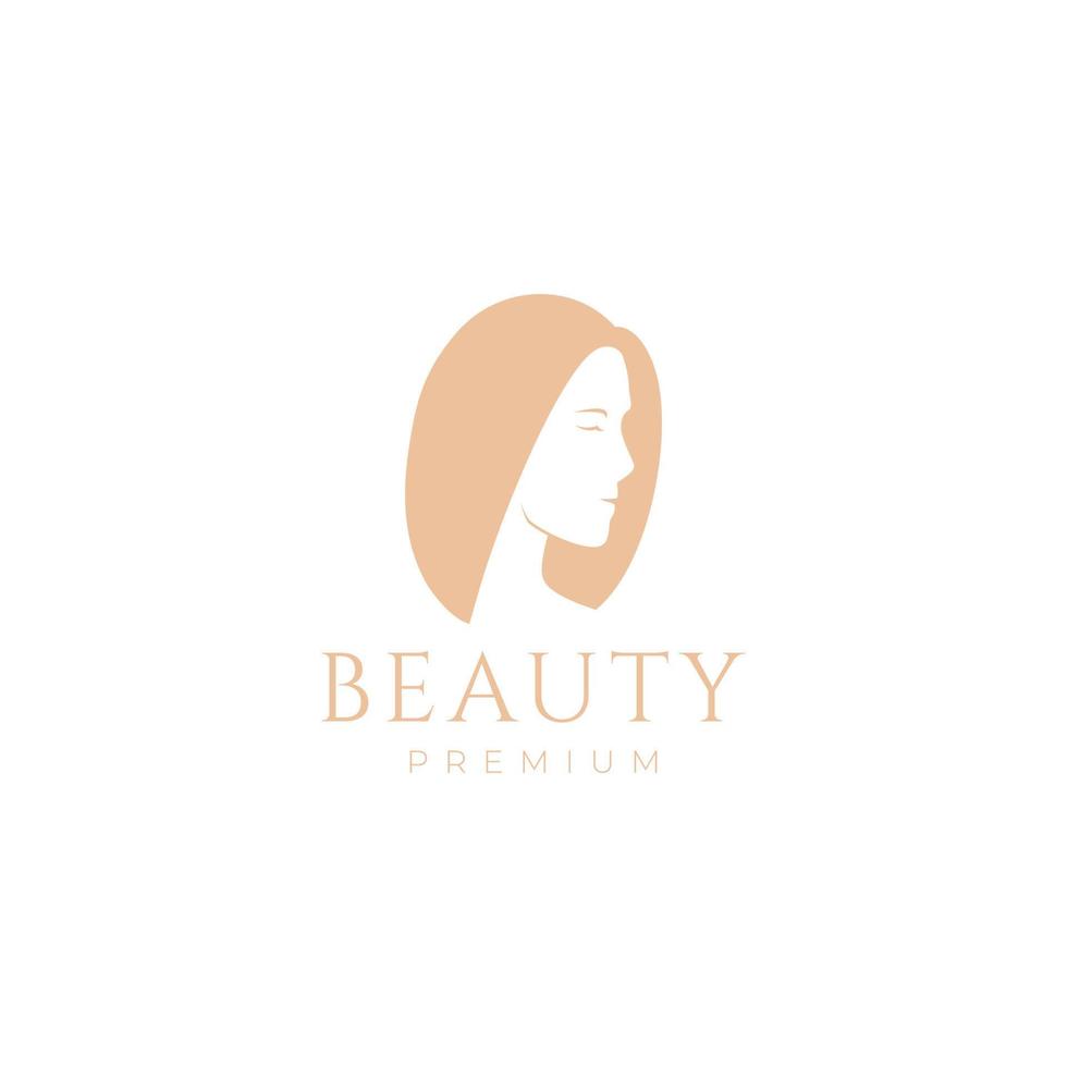 side view face women hairstyle flat logo design vector