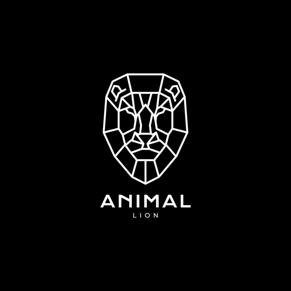 polygonal line head lion logo design vector