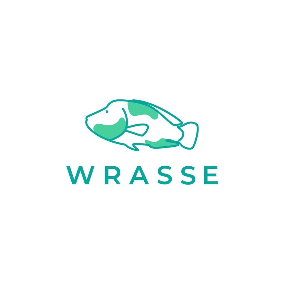 diseño de logotipo de wrasses de pescado abstracto vector