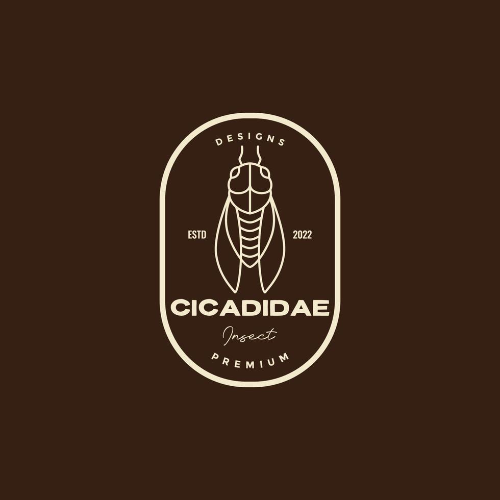 cicadidae insect badge logo design vector