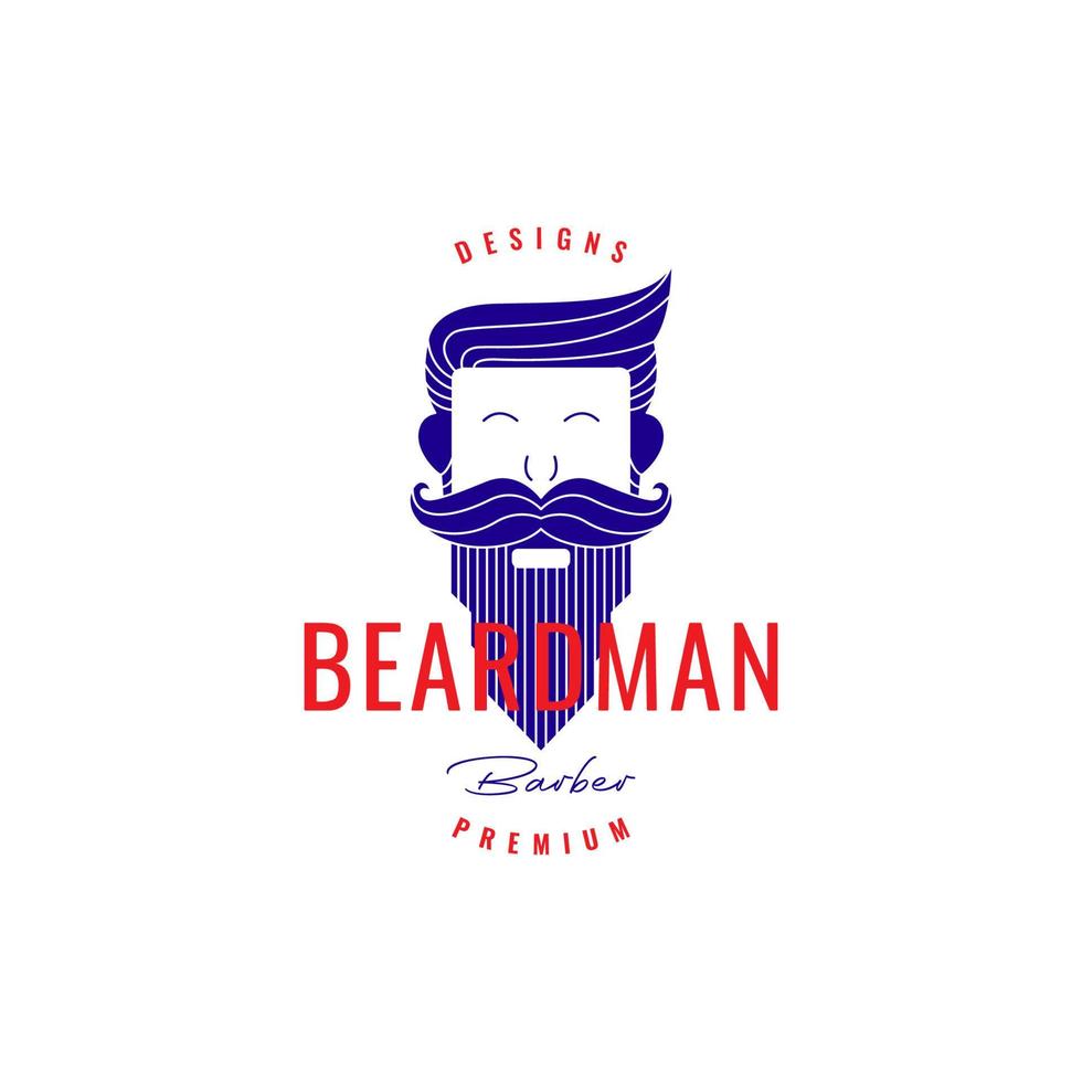 old beard and hairstylist logo design vintage vector