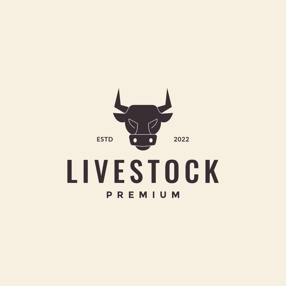 head cow hipster vintage logo vector