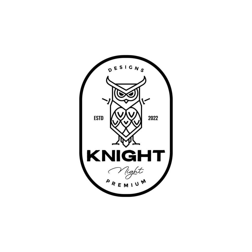 owl art badge logo design vector