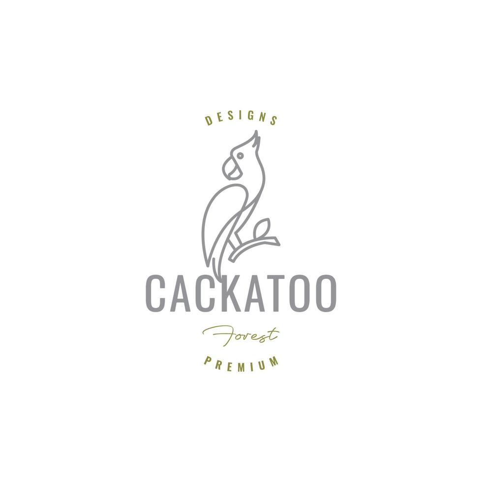 cackatoo with branch logo design vector