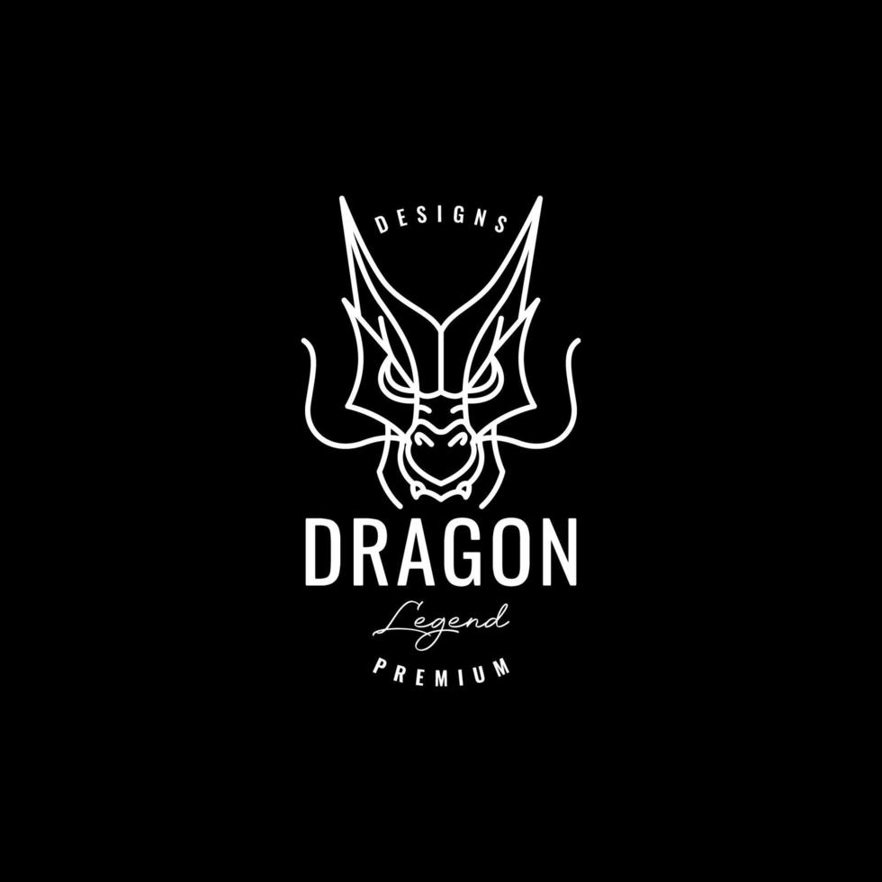 hipster myth dragon face logo design vector