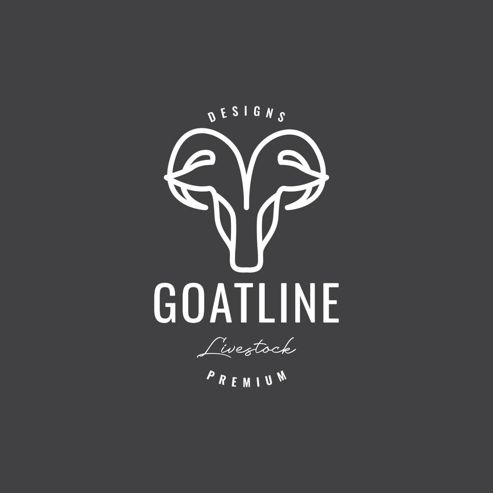 hipster goat horn lines logo design vector