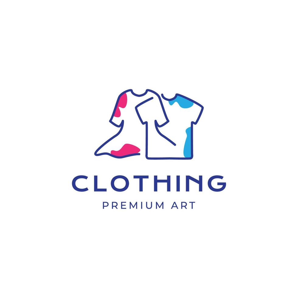 continuous line abstract men and women clothes logo design vector