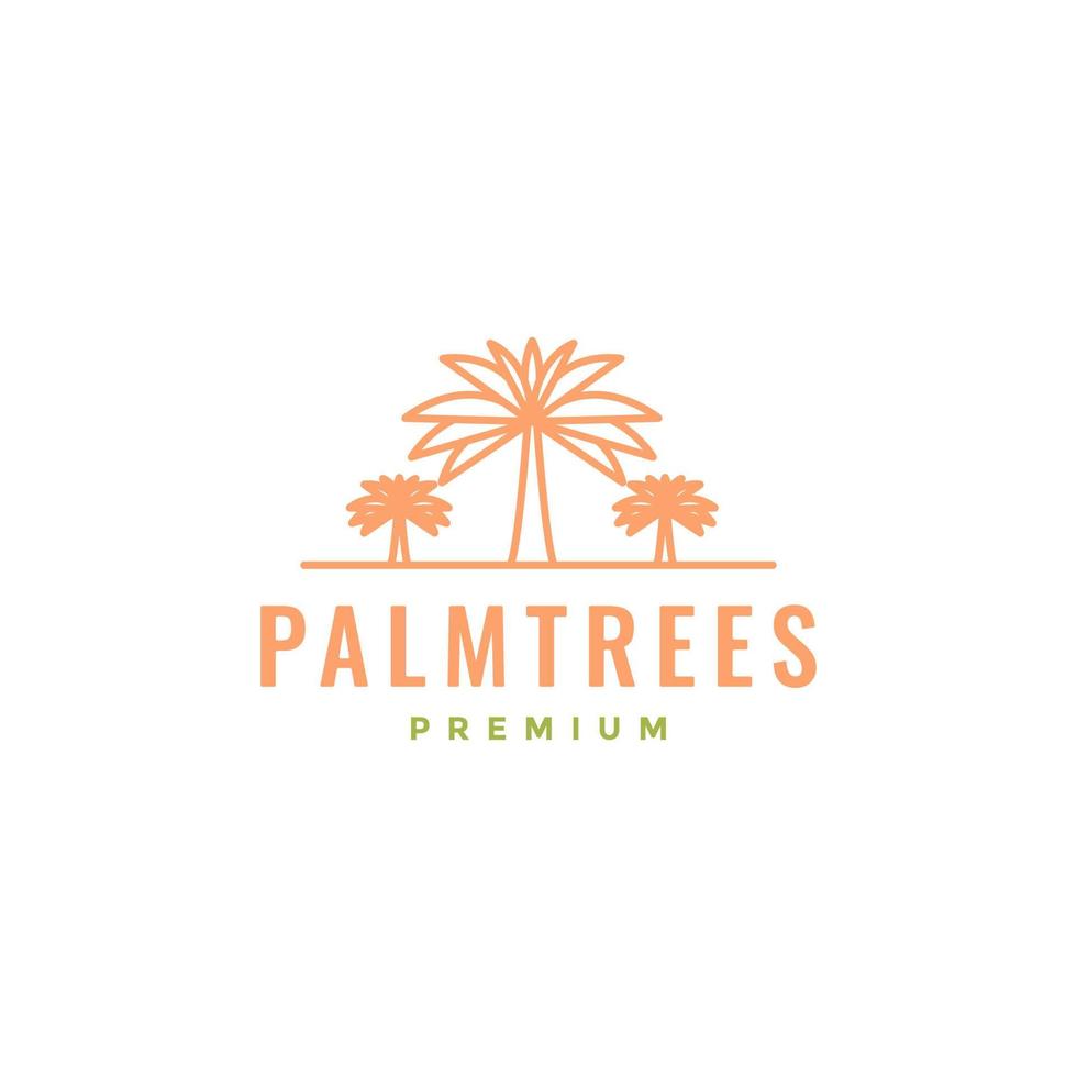 palm trees lines logo design vector